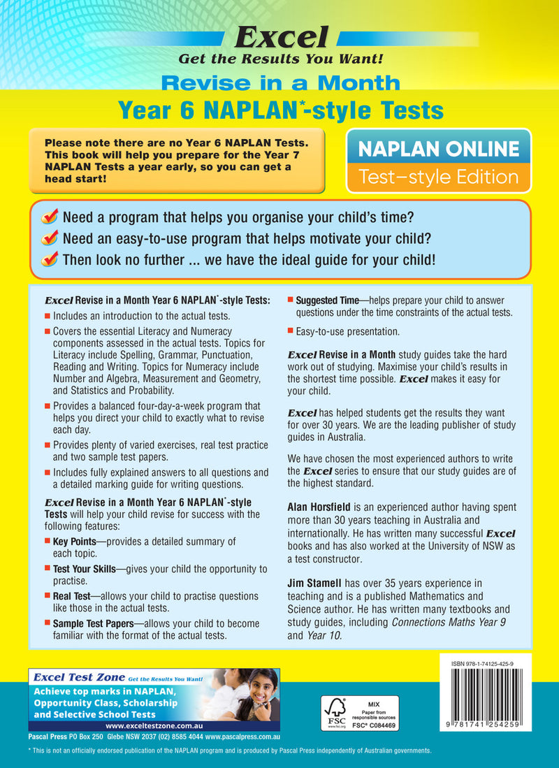 Sample inside page from the Excel Revise in a Month Year 6 NAPLAN-style Tests book, taken from the publisher product gallery