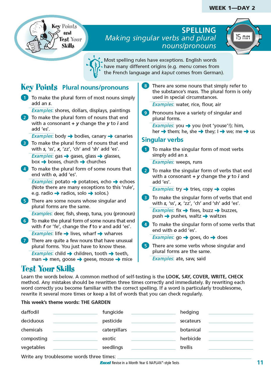 Sample inside page from the Excel Revise in a Month Year 6 NAPLAN-style Tests book, taken from the publisher product gallery