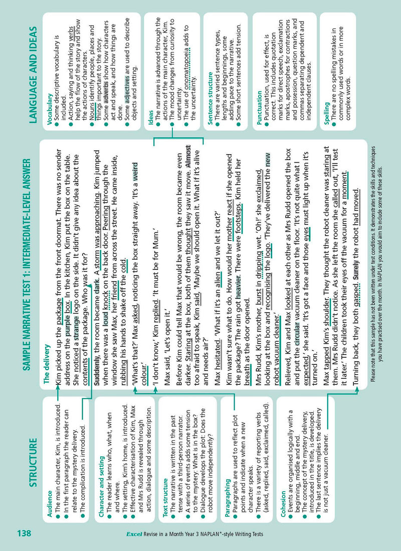 Sample inside page from the Excel Revise in a Month Year 3 NAPLAN-style Writing Tests book, taken from the publisher product gallery