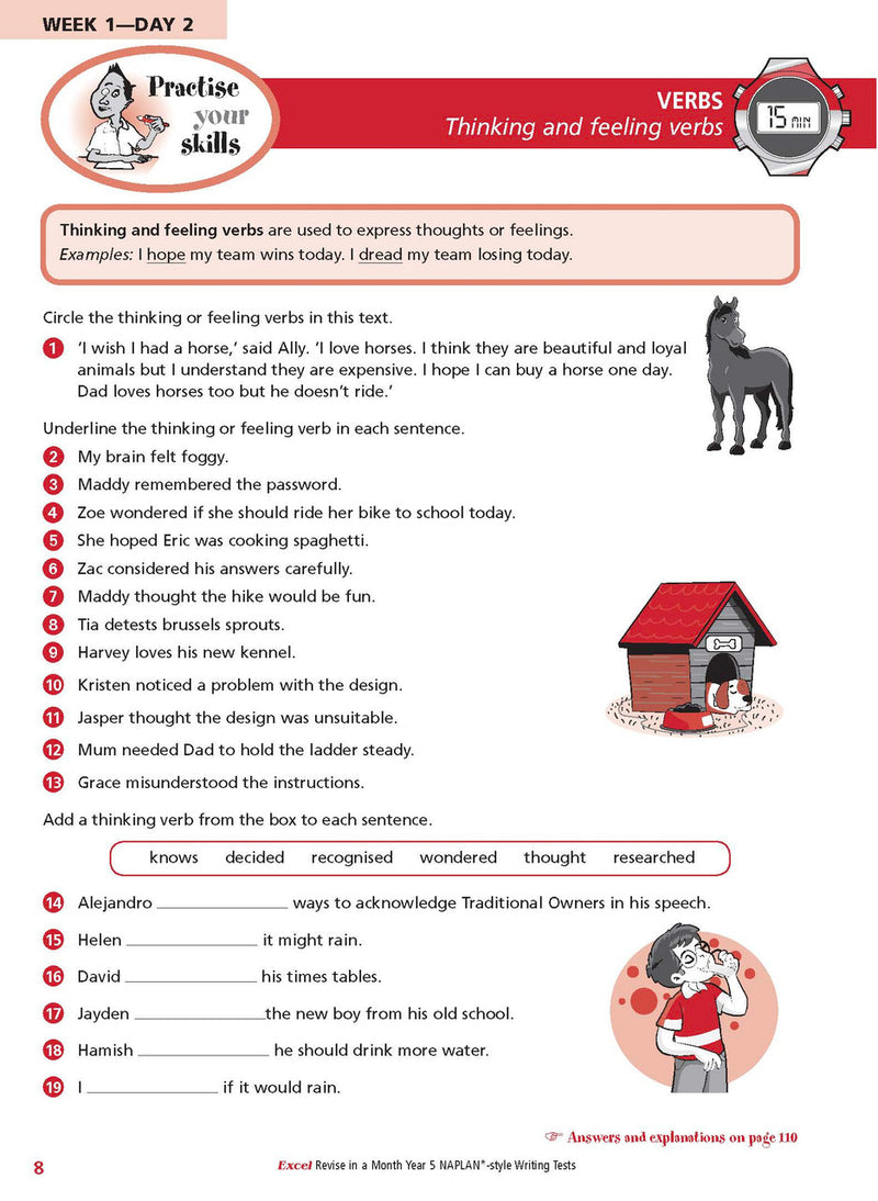 Sample inside page from the Excel Revise in a Month Year 5 NAPLAN-style Writing Tests book, taken from the publisher product gallery