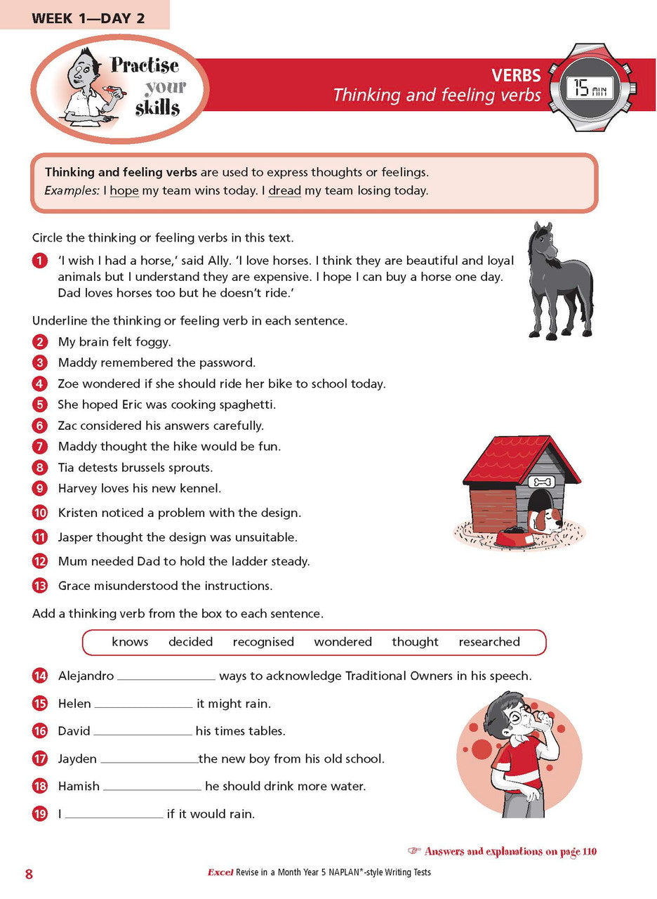 Sample inside page from the Excel Revise in a Month Year 5 NAPLAN-style Writing Tests book, taken from the publisher product gallery