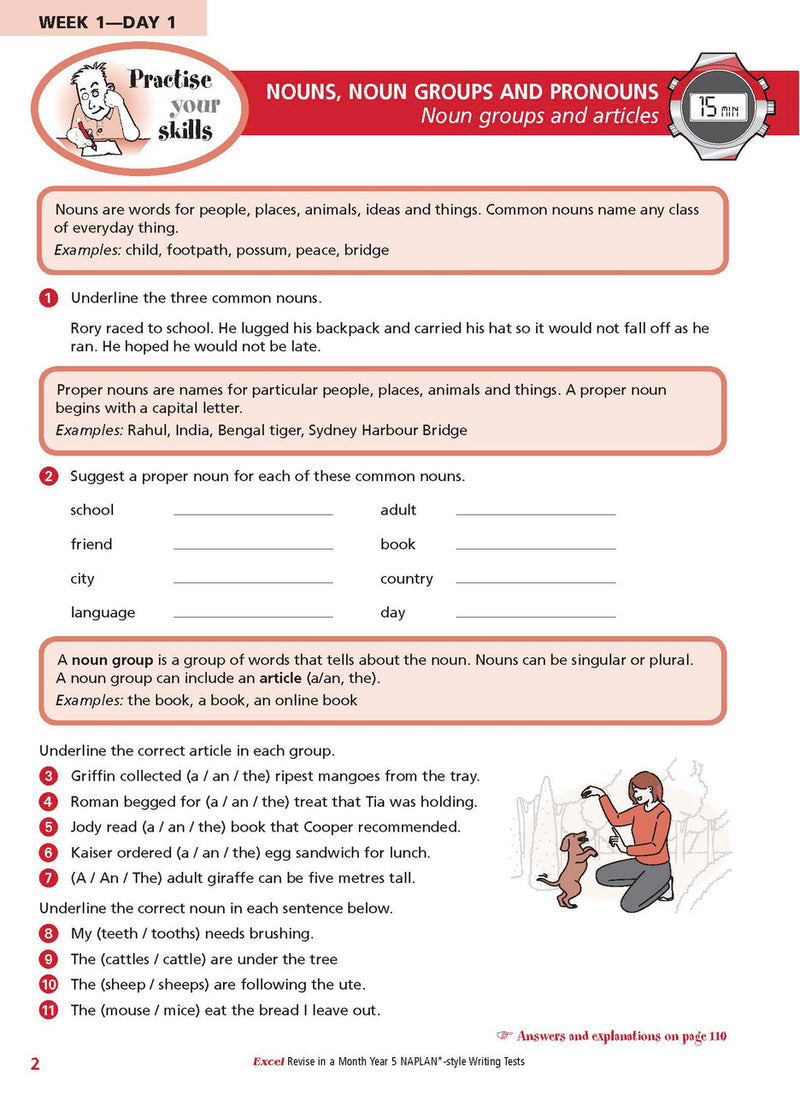 Sample inside page from the Excel Revise in a Month Year 5 NAPLAN-style Writing Tests book, taken from the publisher product gallery