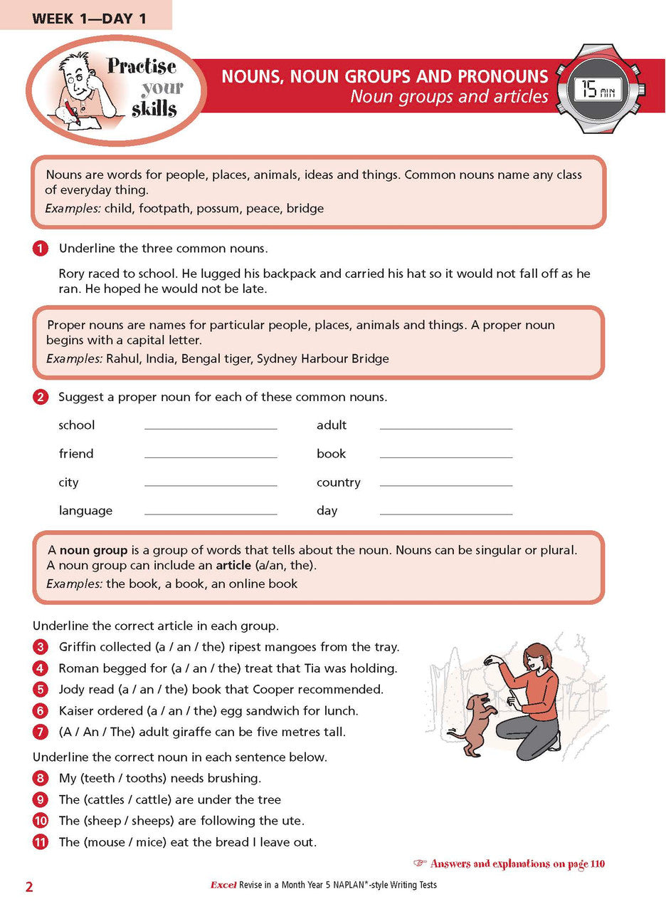 Sample inside page from the Excel Revise in a Month Year 5 NAPLAN-style Writing Tests book, taken from the publisher product gallery