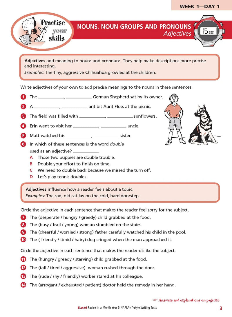 Sample inside page from the Excel Revise in a Month Year 5 NAPLAN-style Writing Tests book, taken from the publisher product gallery