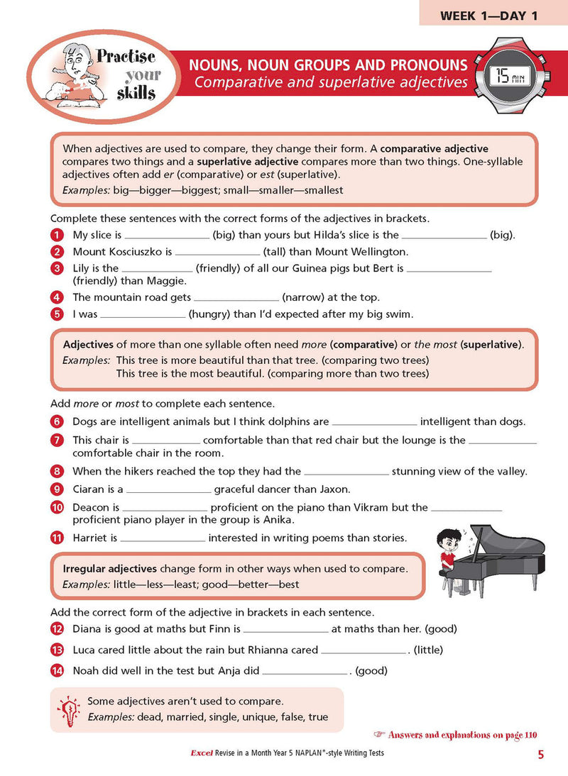 Sample inside page from the Excel Revise in a Month Year 5 NAPLAN-style Writing Tests book, taken from the publisher product gallery