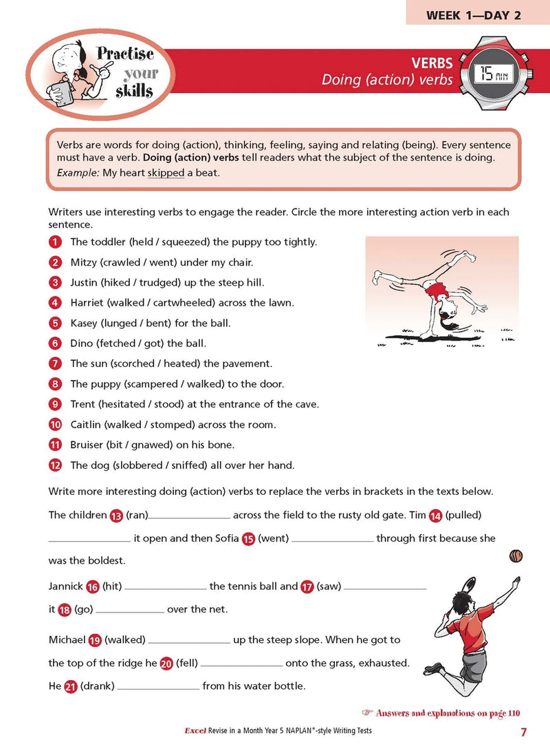 Sample inside page from the Excel Revise in a Month Year 5 NAPLAN-style Writing Tests book, taken from the publisher product gallery
