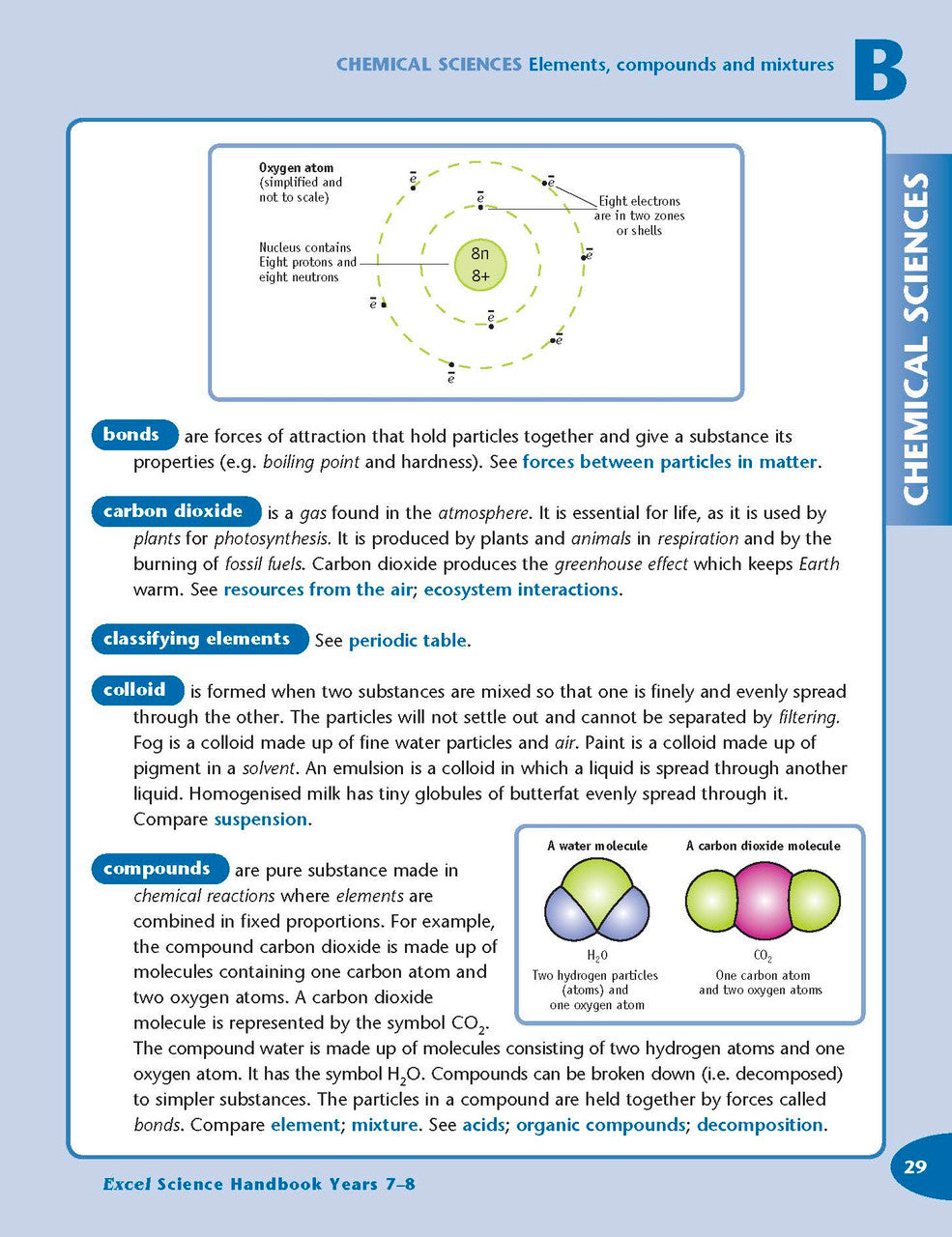 Sample interior page from the Excel Science Handbook Years 7-8 as shown in the Pascal Press product gallery