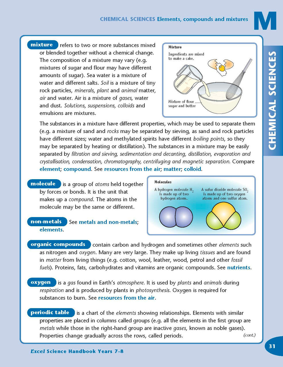 Sample interior page from the Excel Science Handbook Years 7-8 as shown in the Pascal Press product gallery