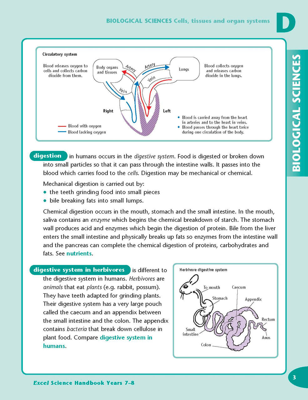 Sample interior page from the Excel Science Handbook Years 7-8 as shown in the Pascal Press product gallery