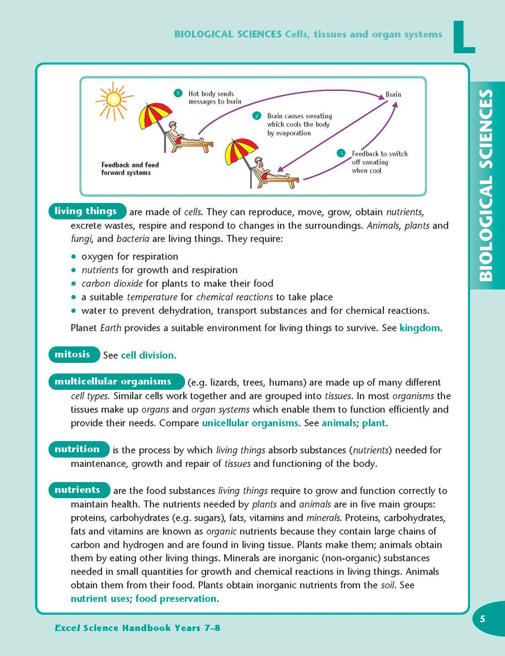 Sample interior page from the Excel Science Handbook Years 7-8 as shown in the Pascal Press product gallery