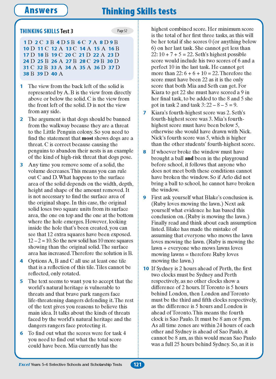 Sample interior page from the Excel Selective Schools and Scholarship Tests Years 5-6 workbook, the thirteenth image in the publisher gallery