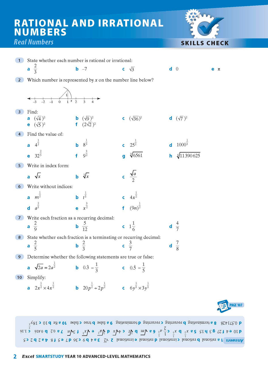 Sample interior page from the Excel SmartStudy Advanced Mathematics Year 10 book as shown in the Pascal Press product gallery