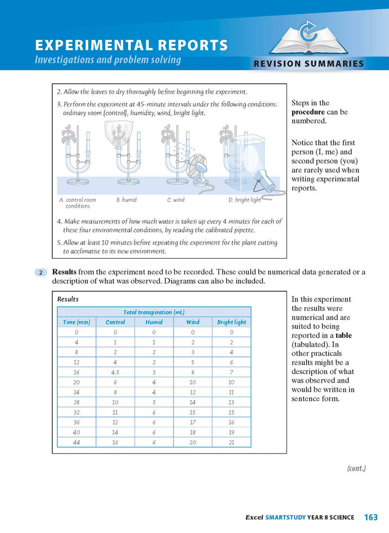 Sample interior page from the Excel SmartStudy Science Year 8 book as shown in the Pascal Press product gallery
