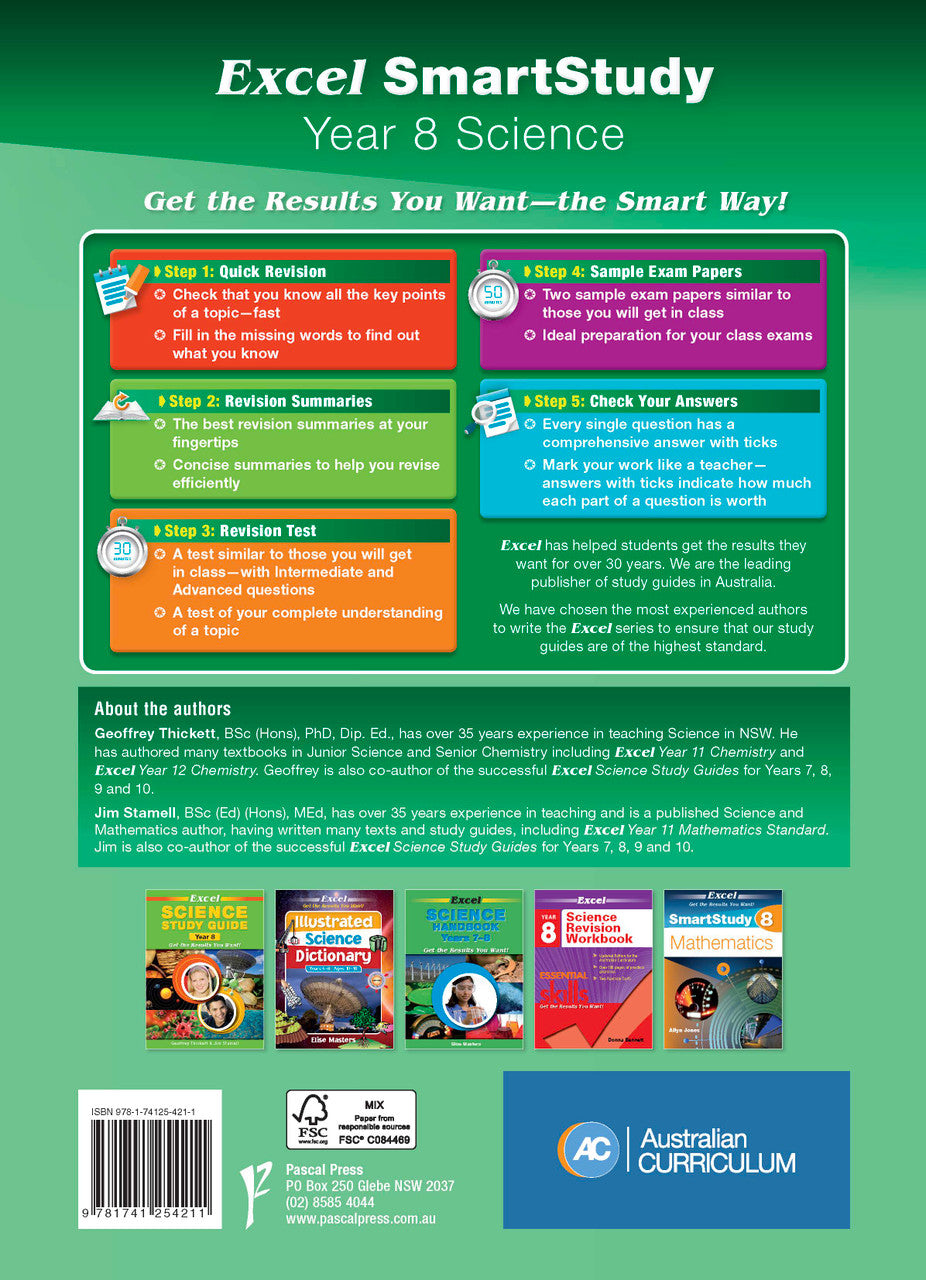 Sample interior page from the Excel SmartStudy Science Year 8 book as shown in the Pascal Press product gallery