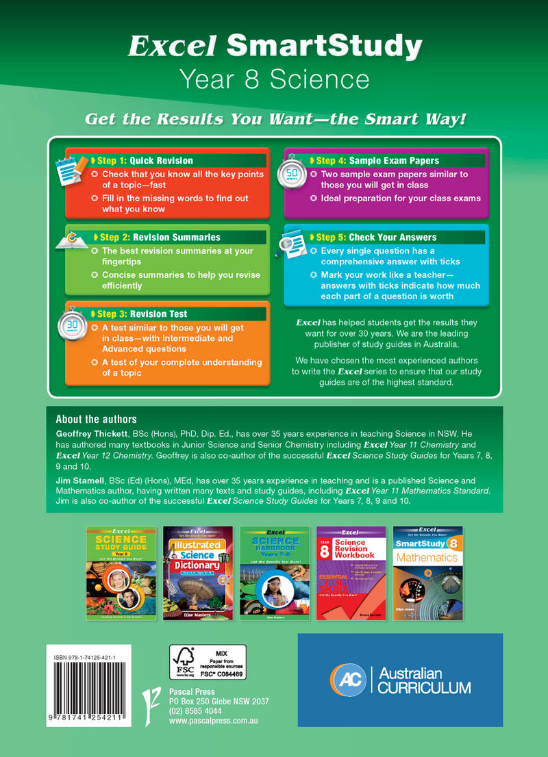 Sample interior page from the Excel SmartStudy Science Year 8 book as shown in the Pascal Press product gallery