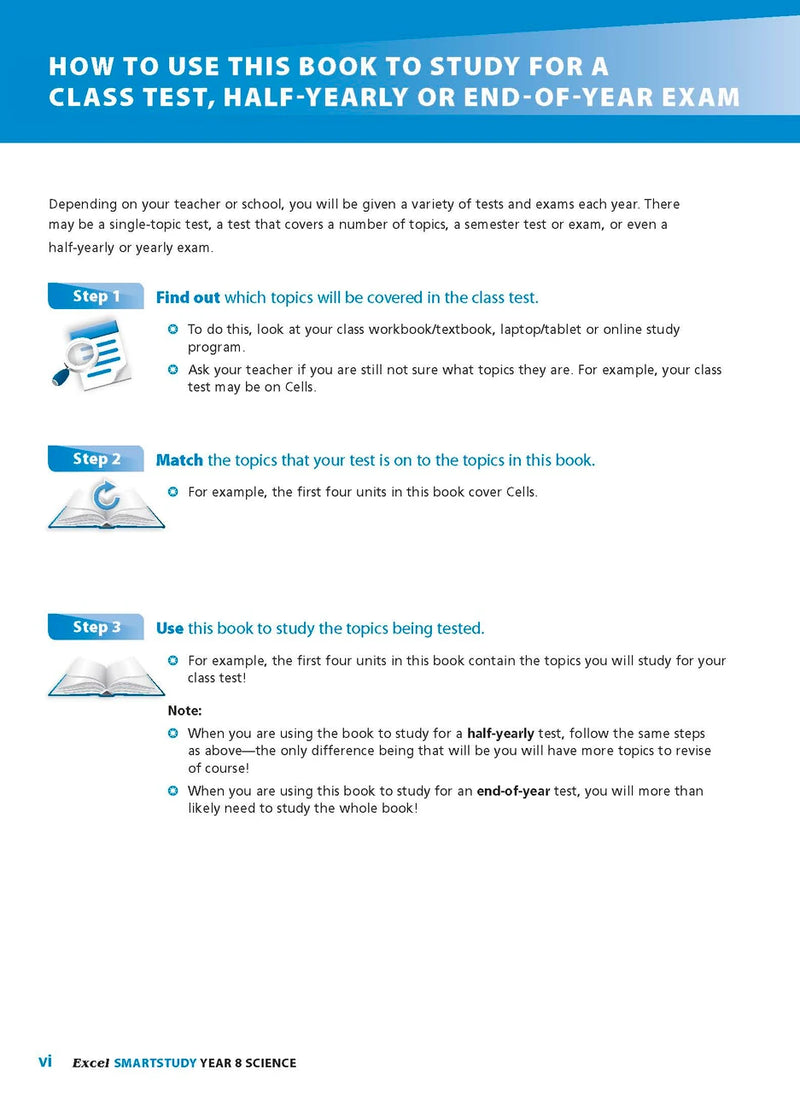 Sample interior page from the Excel SmartStudy Science Year 8 book as shown in the Pascal Press product gallery