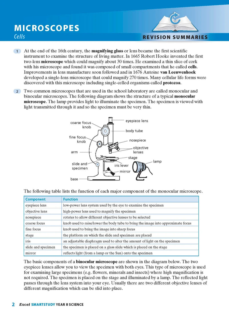 Sample interior page from the Excel SmartStudy Science Year 8 book as shown in the Pascal Press product gallery