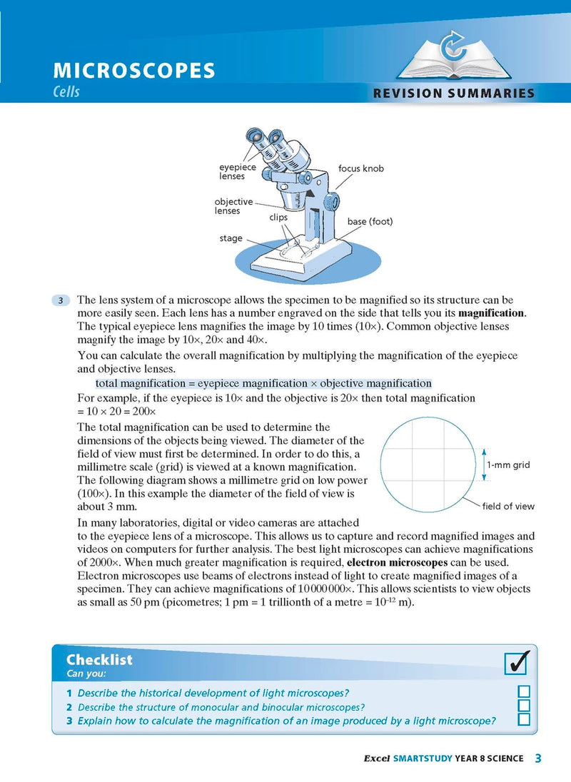 Sample interior page from the Excel SmartStudy Science Year 8 book as shown in the Pascal Press product gallery