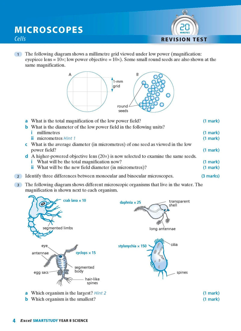 Sample interior page from the Excel SmartStudy Science Year 8 book as shown in the Pascal Press product gallery