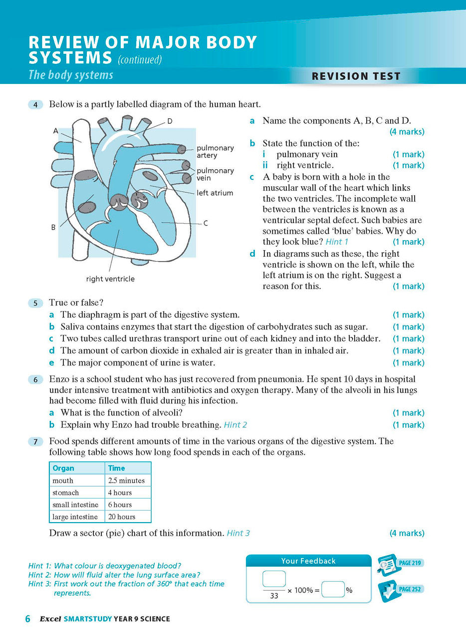 Sample interior page from the Excel SmartStudy Science Year 9 book as shown in the Pascal Press product gallery