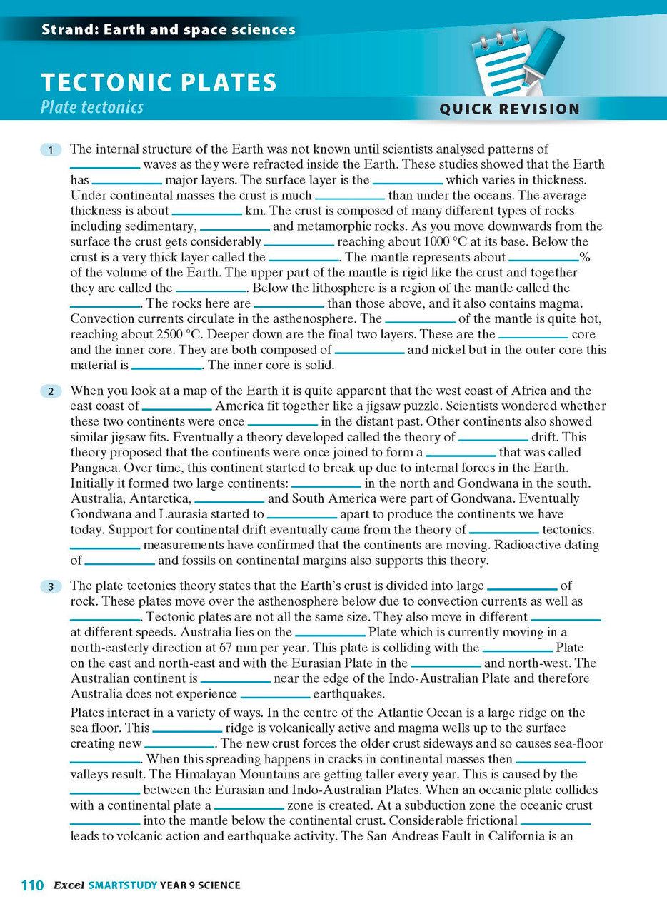 Sample interior page from the Excel SmartStudy Science Year 9 book as shown in the Pascal Press product gallery
