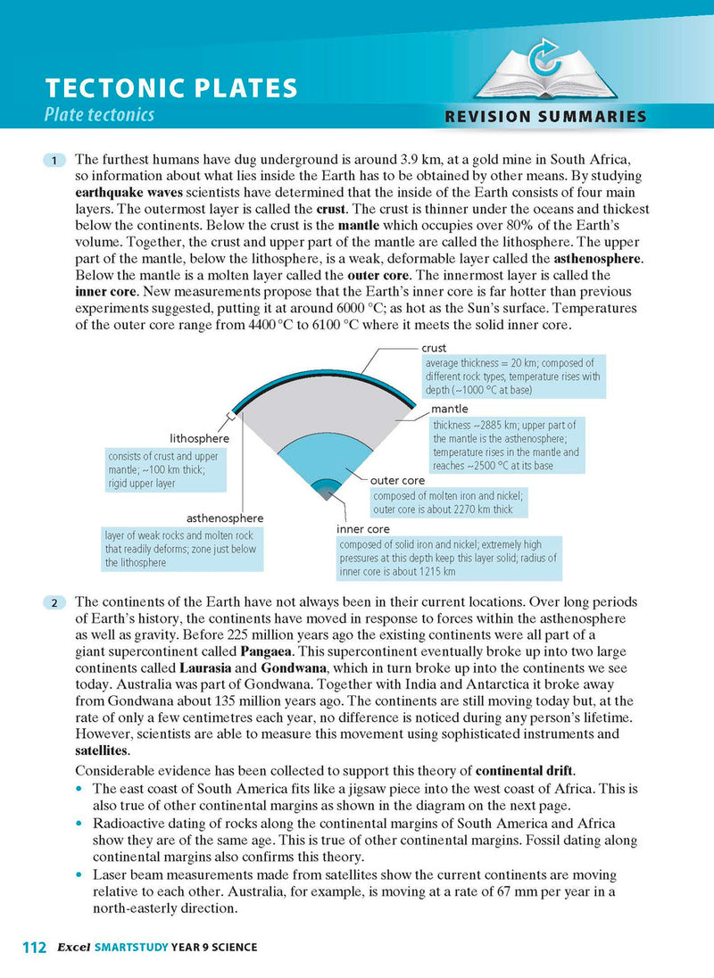 Sample interior page from the Excel SmartStudy Science Year 9 book as shown in the Pascal Press product gallery