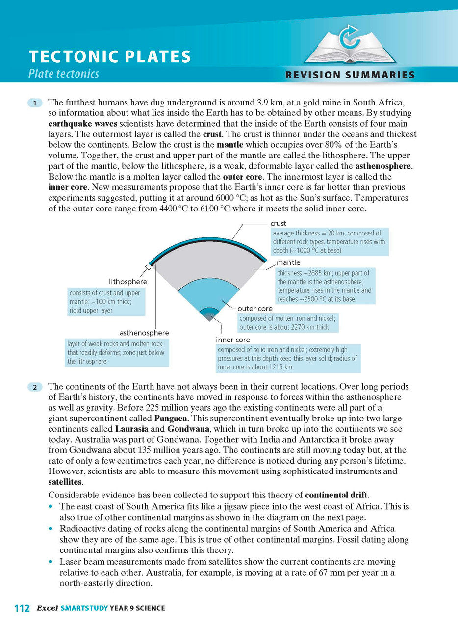 Sample interior page from the Excel SmartStudy Science Year 9 book as shown in the Pascal Press product gallery