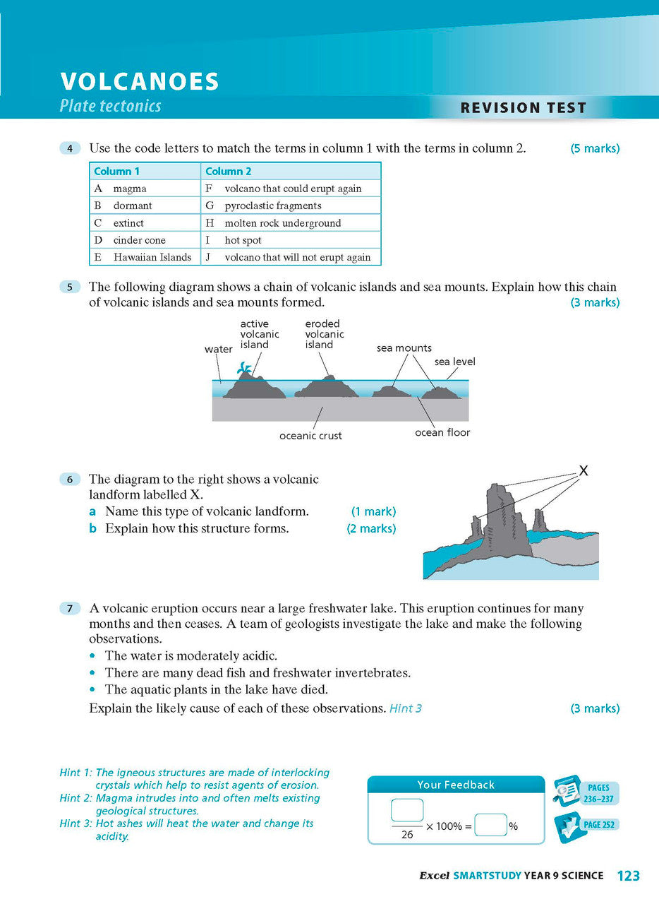 Sample interior page from the Excel SmartStudy Science Year 9 book as shown in the Pascal Press product gallery