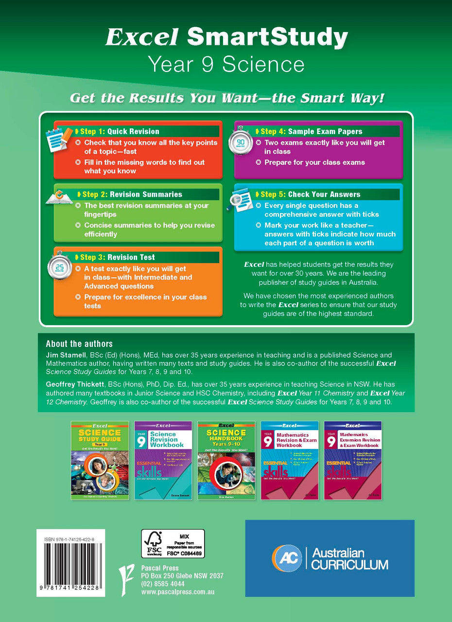 Sample interior page from the Excel SmartStudy Science Year 9 book as shown in the Pascal Press product gallery