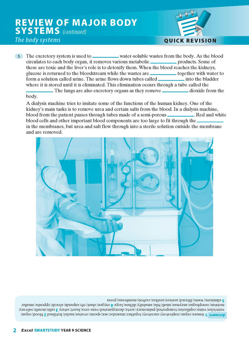 Sample interior page from the Excel SmartStudy Science Year 9 book as shown in the Pascal Press product gallery