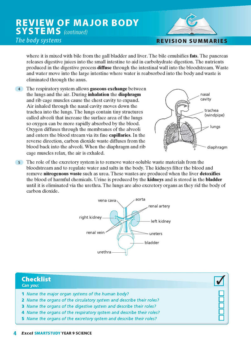 Sample interior page from the Excel SmartStudy Science Year 9 book as shown in the Pascal Press product gallery