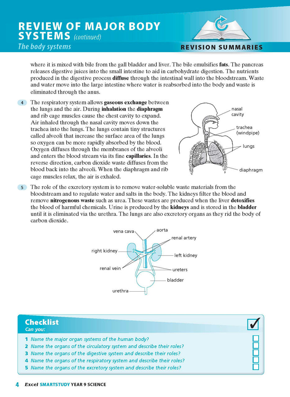Sample interior page from the Excel SmartStudy Science Year 9 book as shown in the Pascal Press product gallery