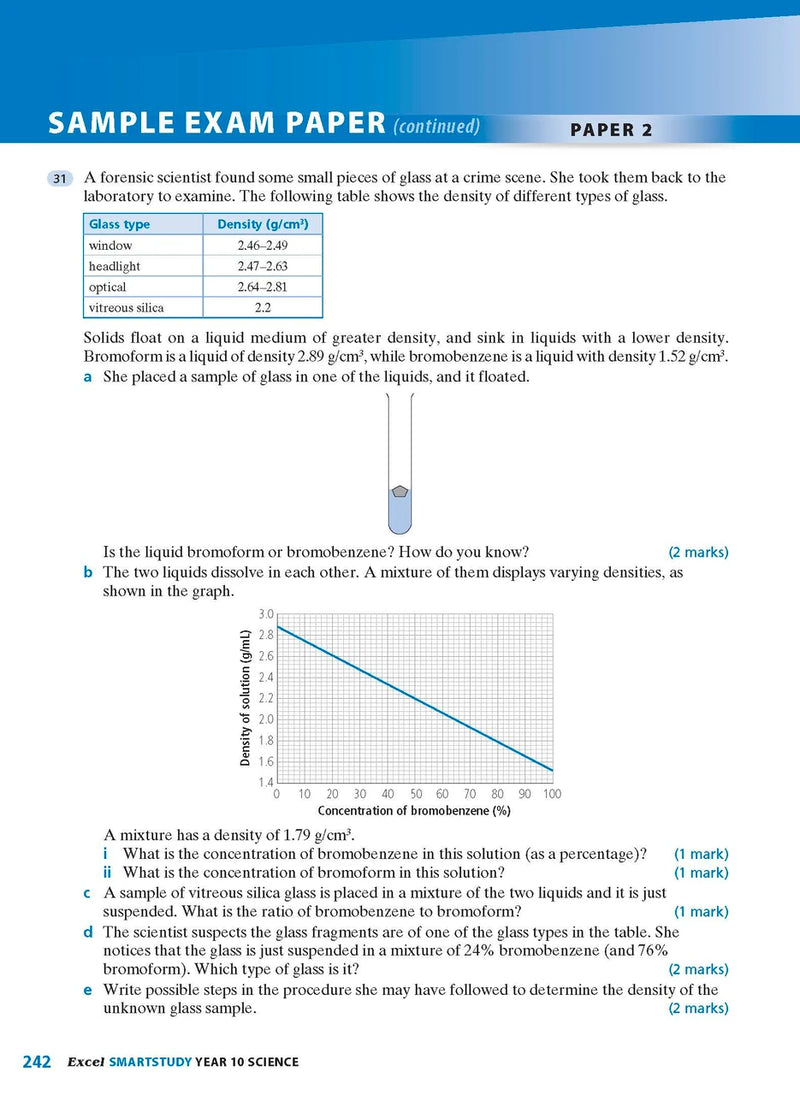 Sample interior page from the Excel SmartStudy Science Year 10 book as shown in the Pascal Press product gallery