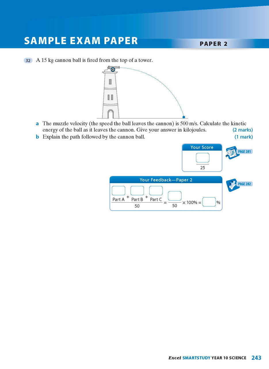 Sample interior page from the Excel SmartStudy Science Year 10 book as shown in the Pascal Press product gallery