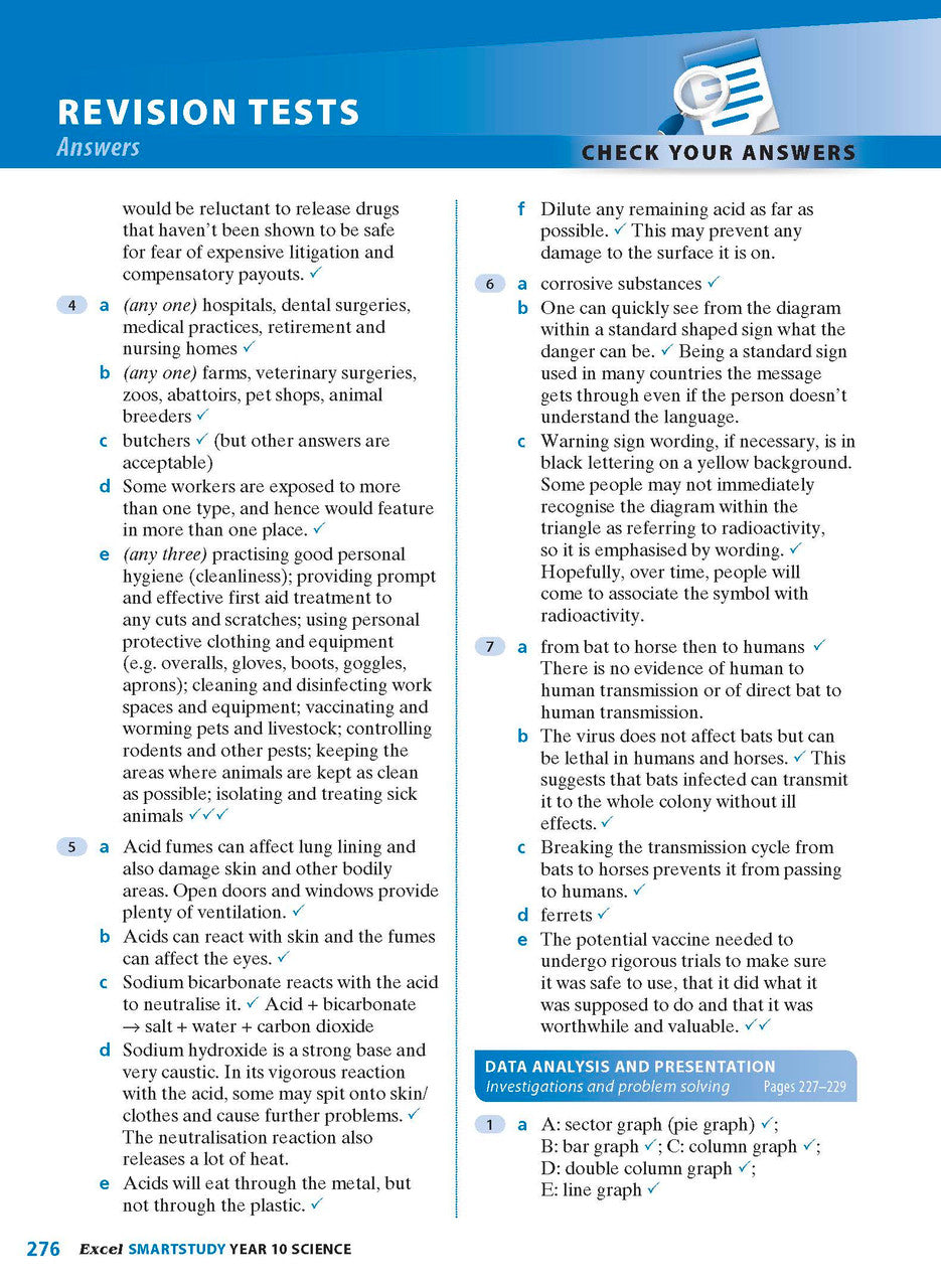 Sample interior page from the Excel SmartStudy Science Year 10 book as shown in the Pascal Press product gallery