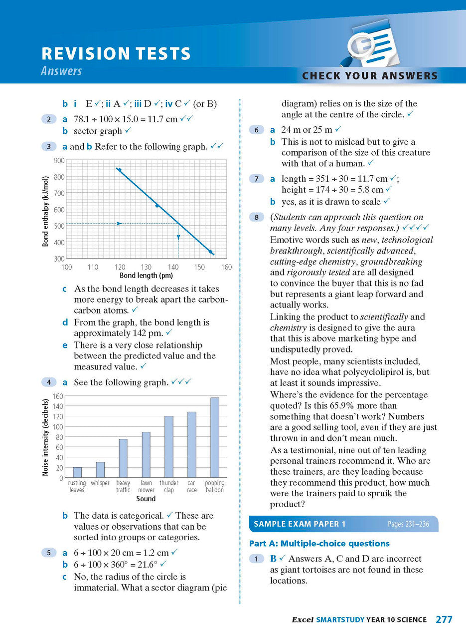 Sample interior page from the Excel SmartStudy Science Year 10 book as shown in the Pascal Press product gallery