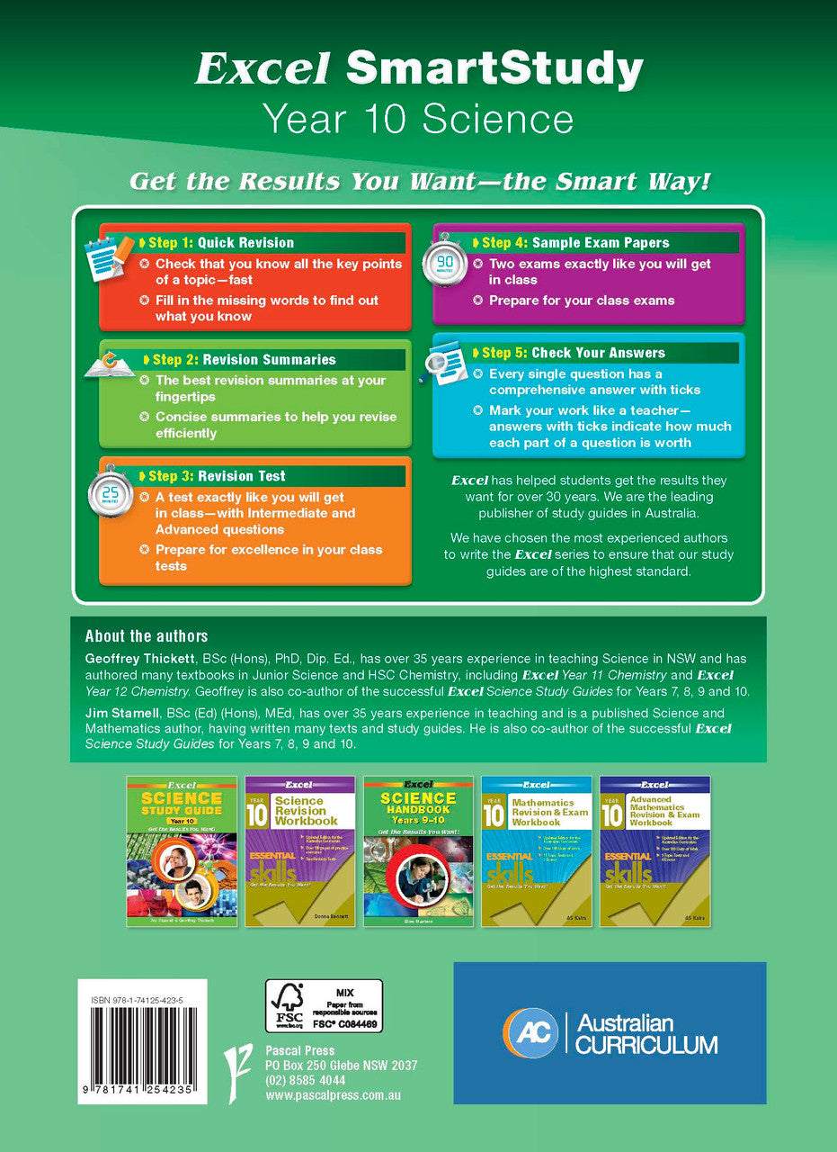 Sample interior page from the Excel SmartStudy Science Year 10 book as shown in the Pascal Press product gallery