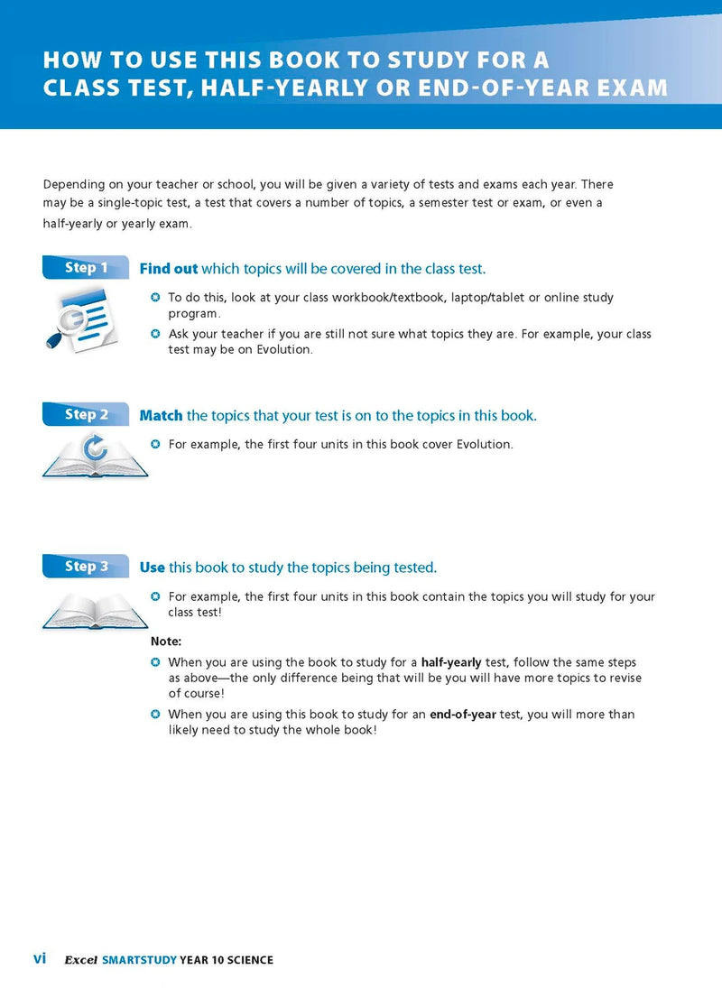 Sample interior page from the Excel SmartStudy Science Year 10 book as shown in the Pascal Press product gallery