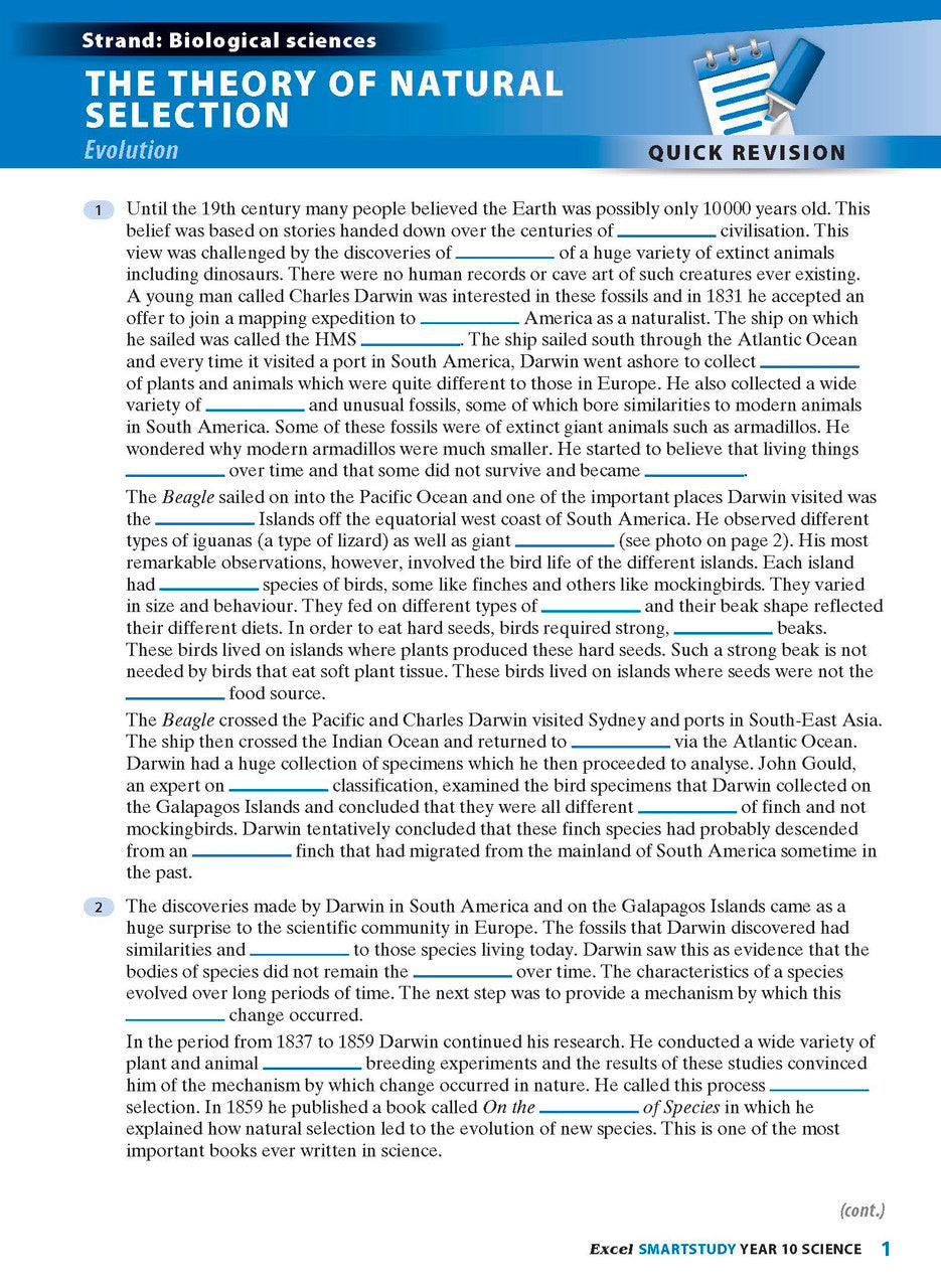 Sample interior page from the Excel SmartStudy Science Year 10 book as shown in the Pascal Press product gallery