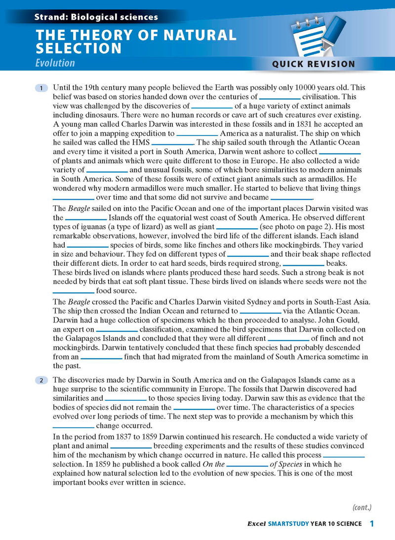 Sample interior page from the Excel SmartStudy Science Year 10 book as shown in the Pascal Press product gallery