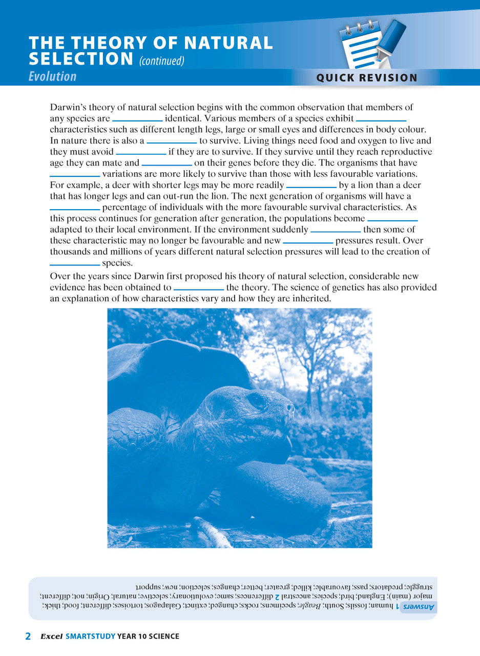 Sample interior page from the Excel SmartStudy Science Year 10 book as shown in the Pascal Press product gallery
