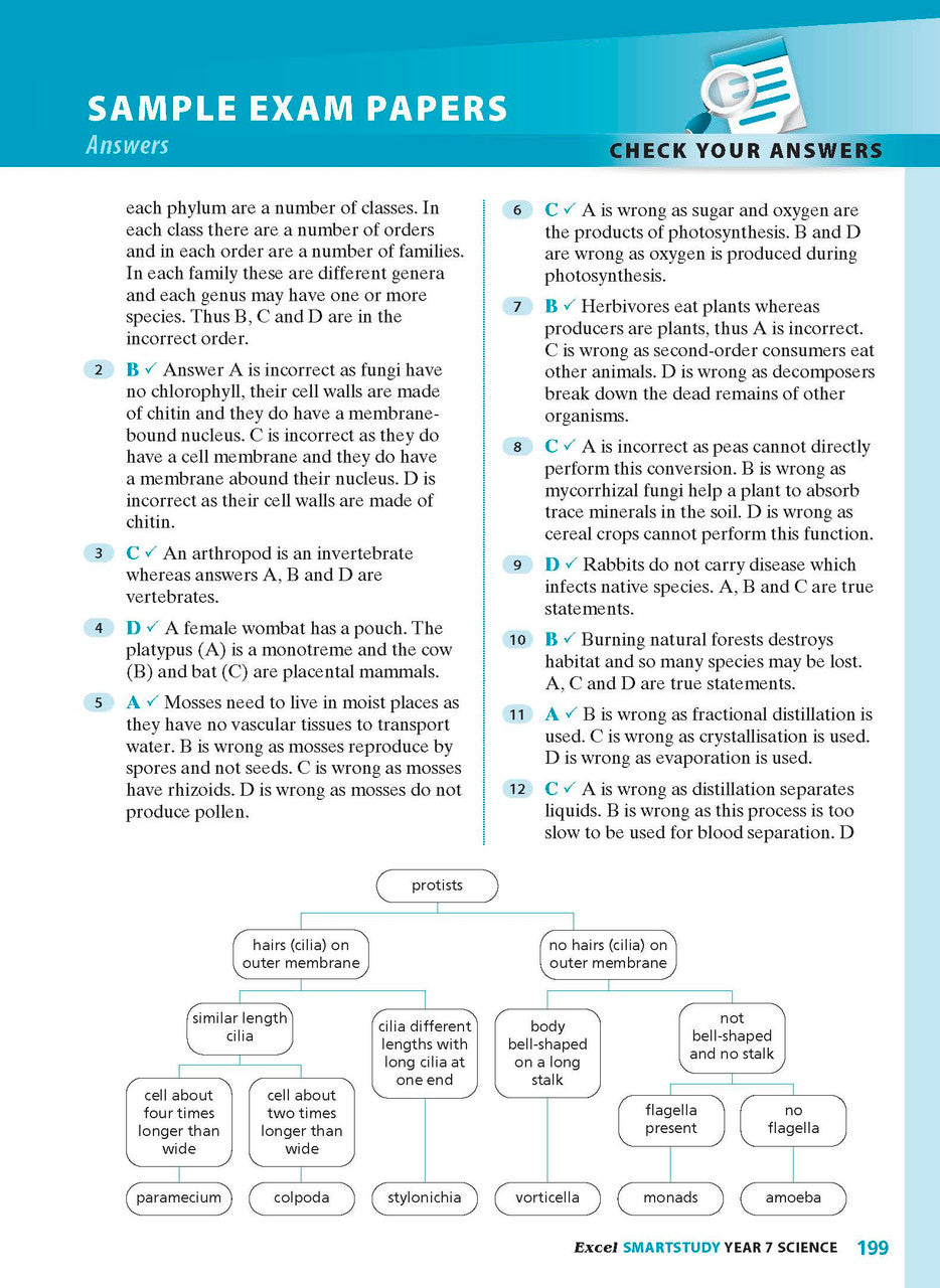 Sample interior page from the Excel SmartStudy Science Year 7 book as shown in the Pascal Press product gallery