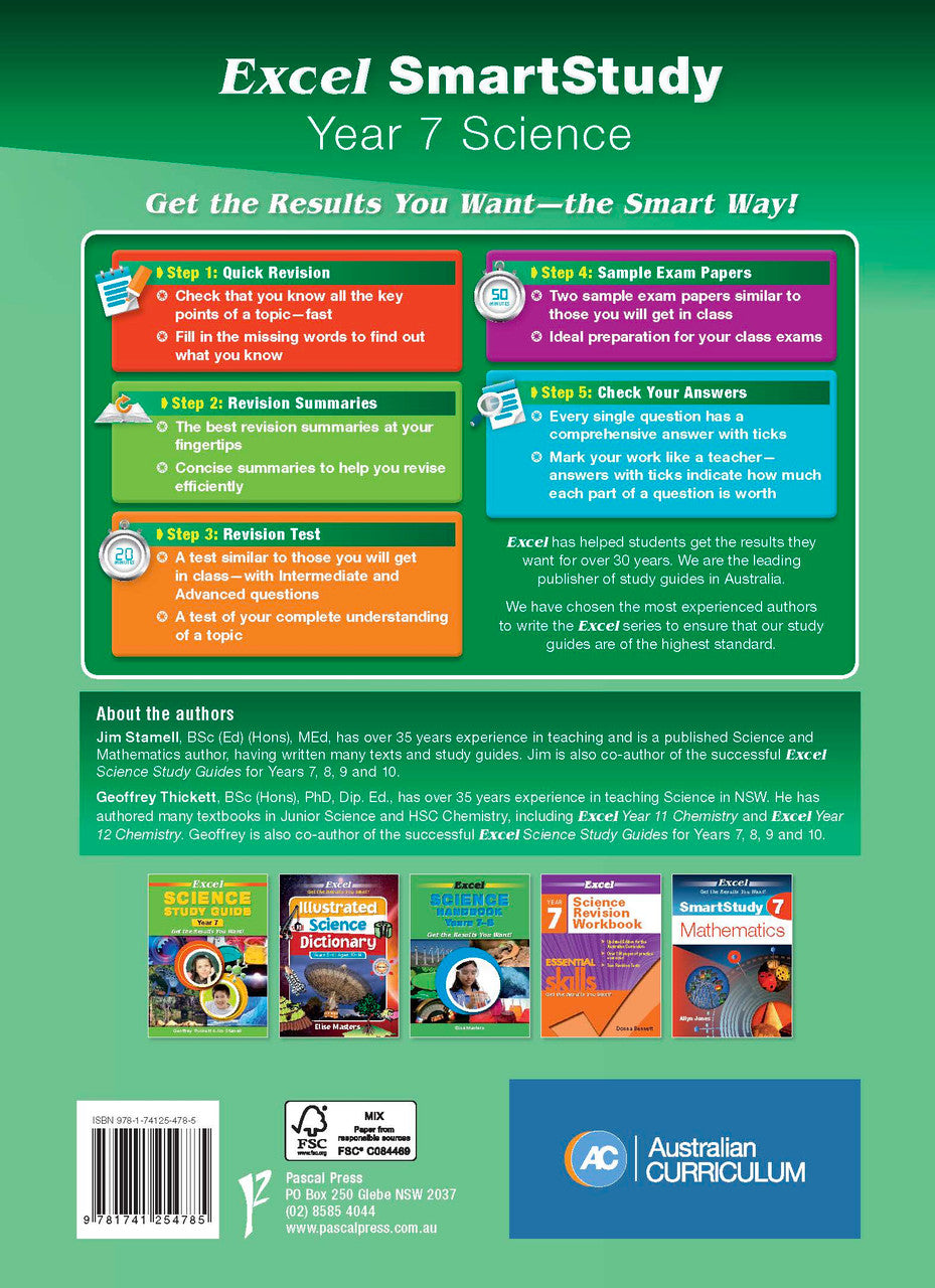 Sample interior page from the Excel SmartStudy Science Year 7 book as shown in the Pascal Press product gallery