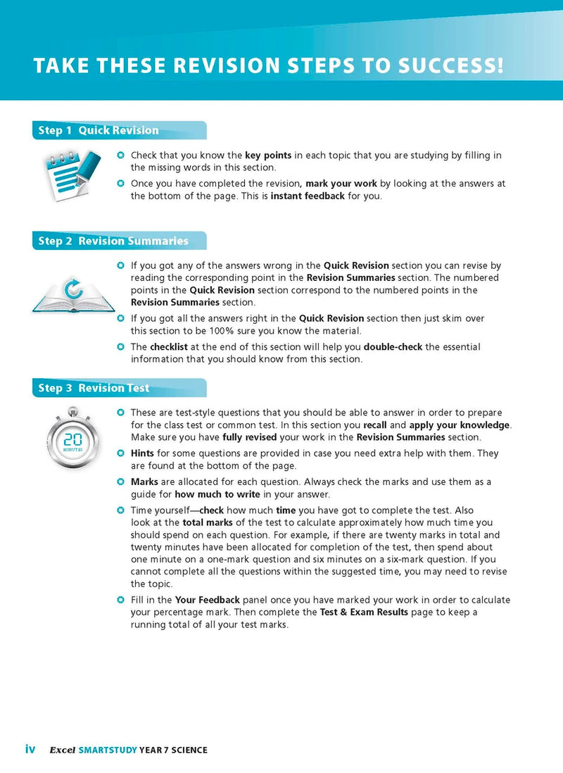 Sample interior page from the Excel SmartStudy Science Year 7 book as shown in the Pascal Press product gallery