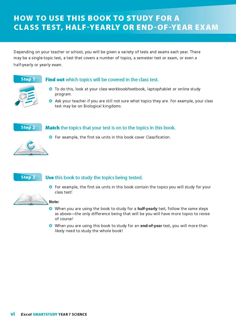 Sample interior page from the Excel SmartStudy Science Year 7 book as shown in the Pascal Press product gallery