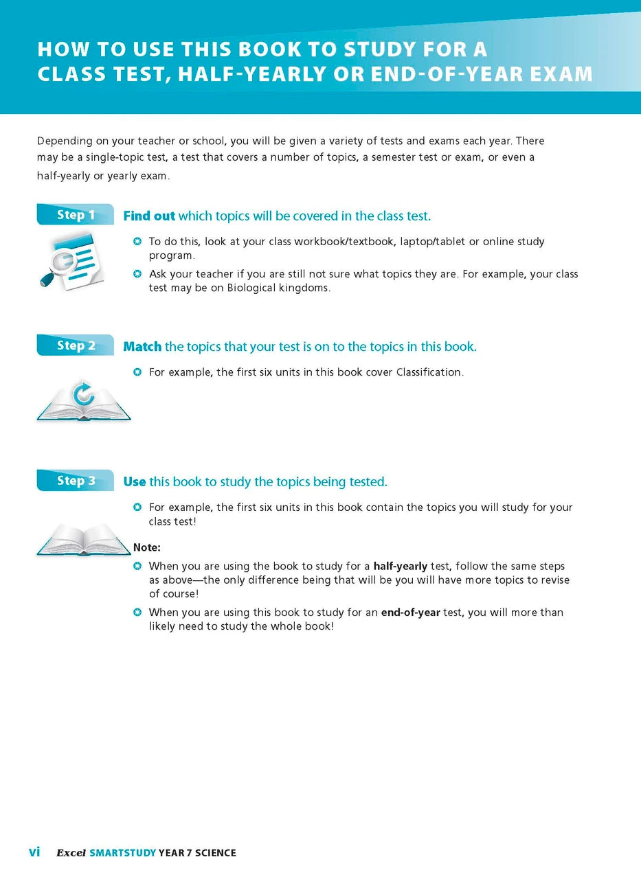 Sample interior page from the Excel SmartStudy Science Year 7 book as shown in the Pascal Press product gallery