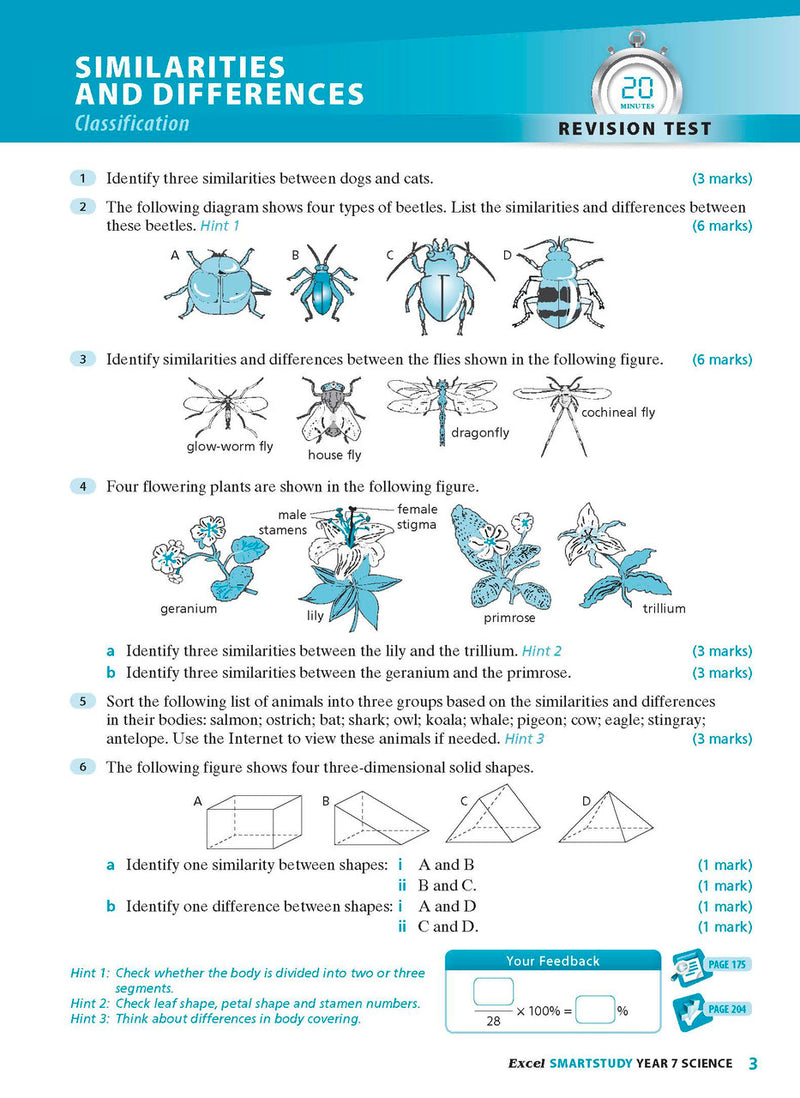 Sample interior page from the Excel SmartStudy Science Year 7 book as shown in the Pascal Press product gallery