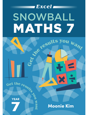 Front cover of the Excel Snowball Maths Year 7 book from Pascal Press, shown as the main product image