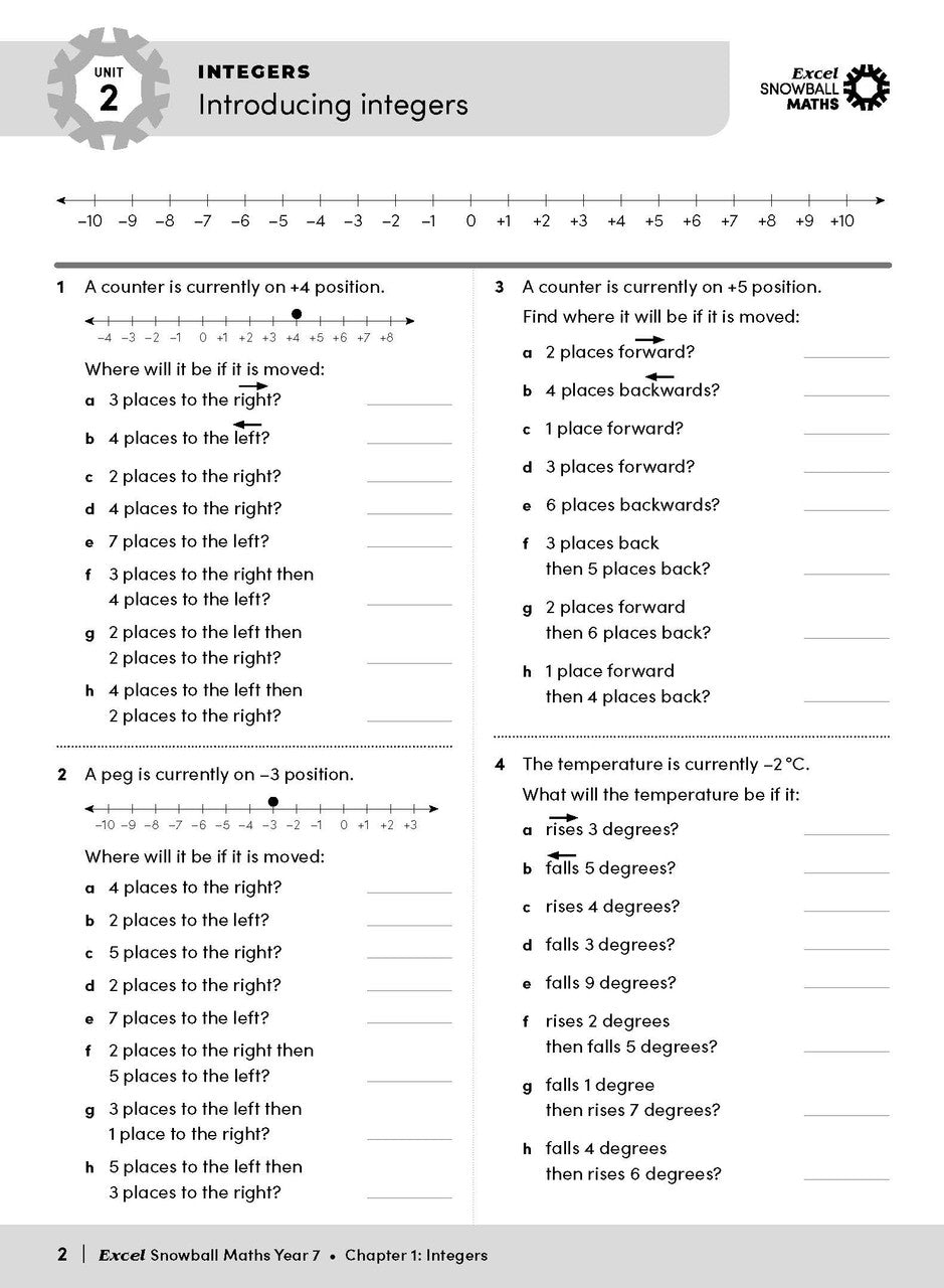 Sample interior page from the Excel Snowball Maths Year 7 book as shown in the Pascal Press product gallery