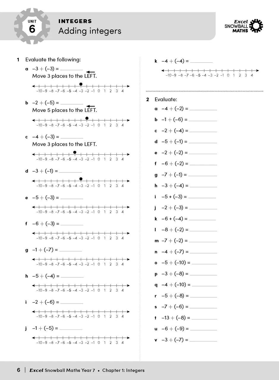 Sample interior page from the Excel Snowball Maths Year 7 book as shown in the Pascal Press product gallery